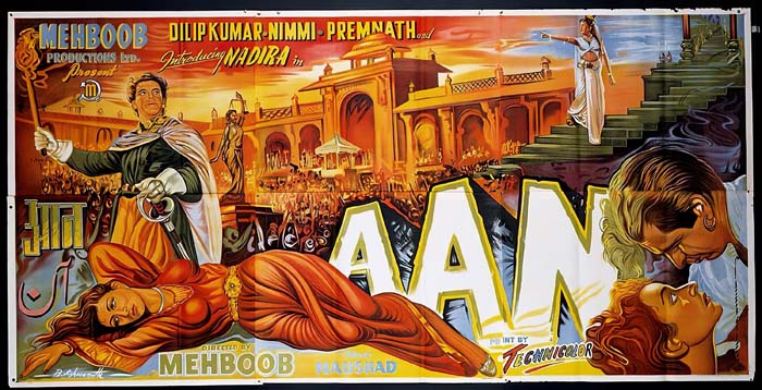 Aan (1953) vintage movie poster